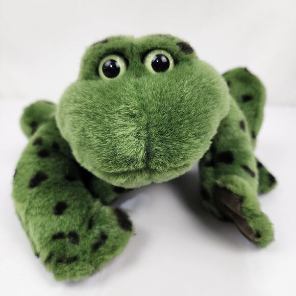 Gund Jeremiah #610g Bullfrog Green Frog Black Spots Plush Stuffed Croaking 10" - Picture 1 of 10
